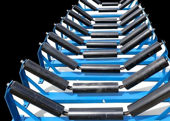 Conveyor Belt Carrying Roller Carbon Steel Mining Idler High Load Capacity Design